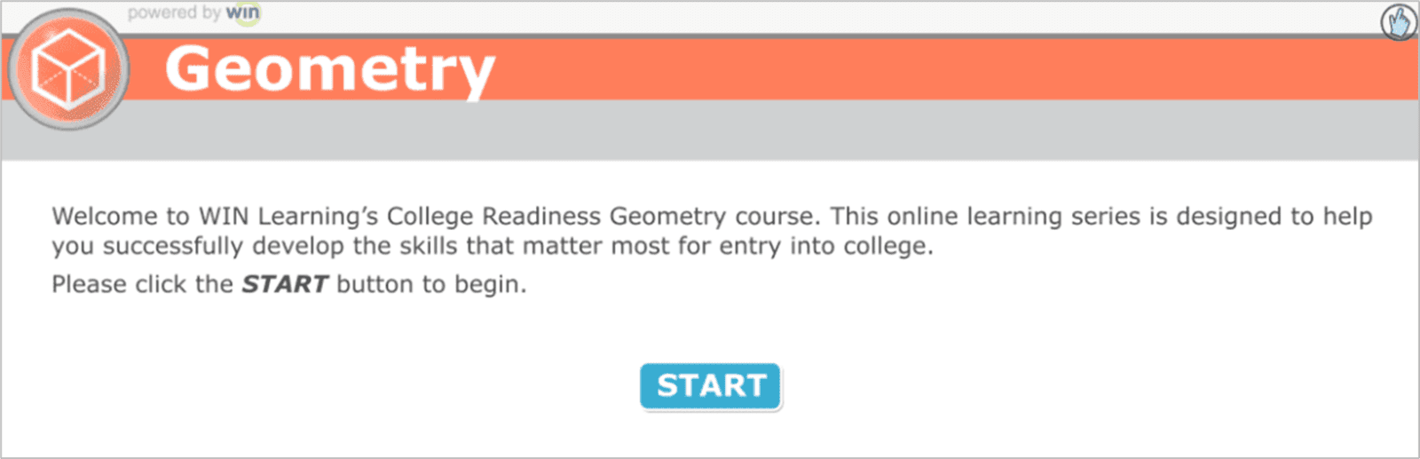 Image of the Geometry pretest introduction screen