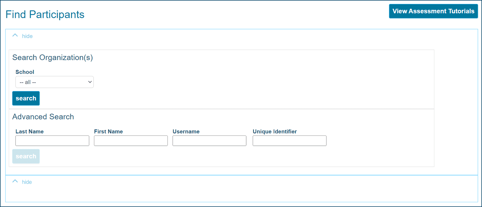 Image of the Find Participants screen