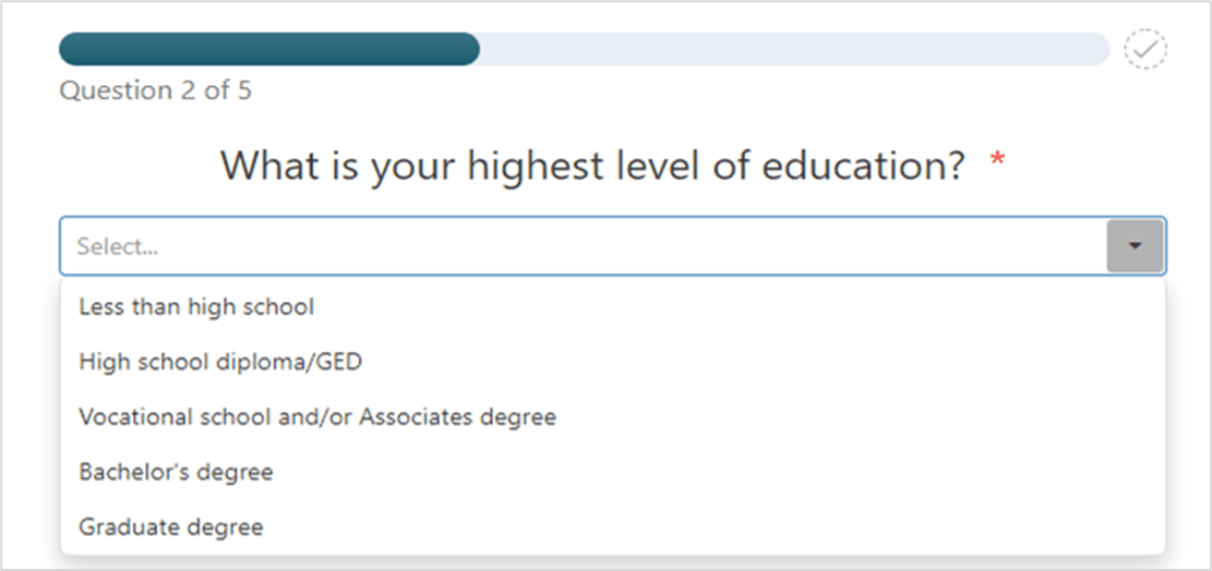 Question 2: What is your highest level of education?