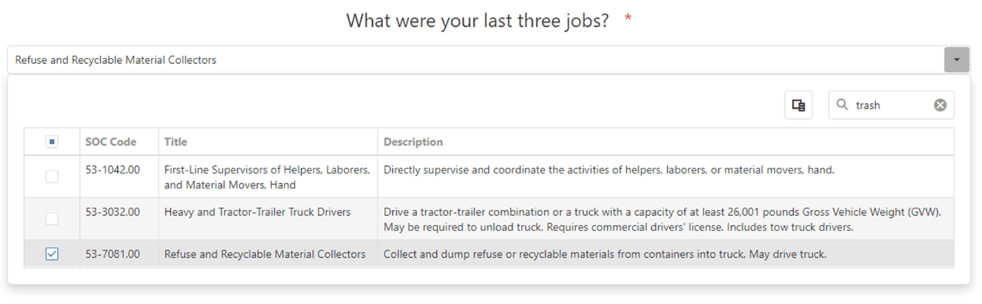 Question 3: What were your last three jobs?