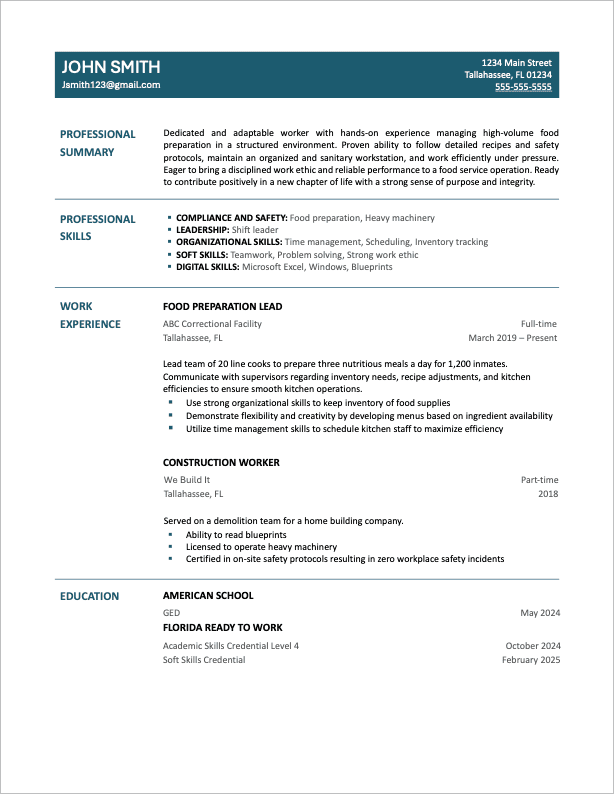 Image of a sample resume