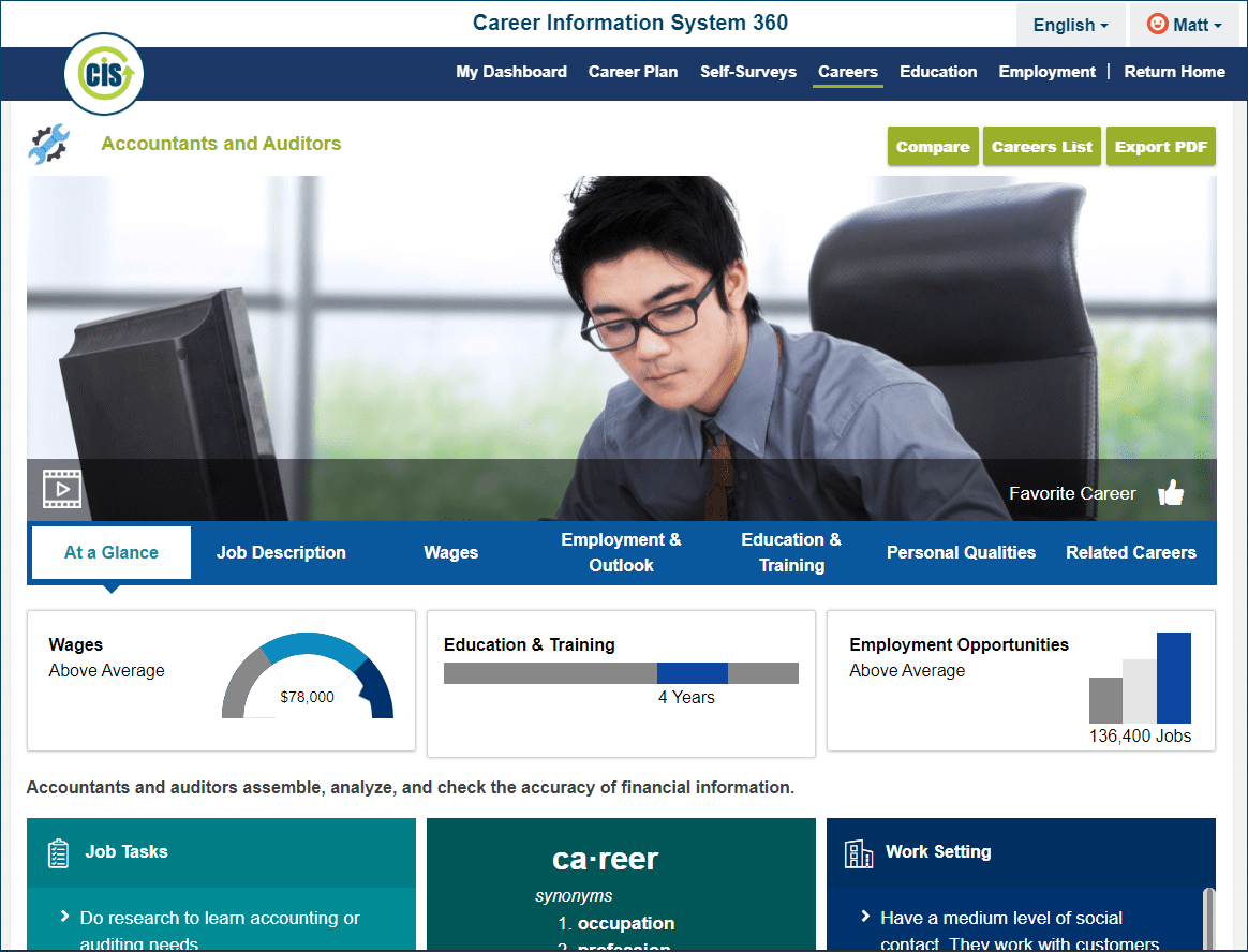 Image of an accountant working with detailed information about the occupation below.