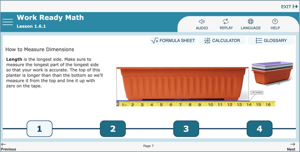 Sample Work Ready Math lesson