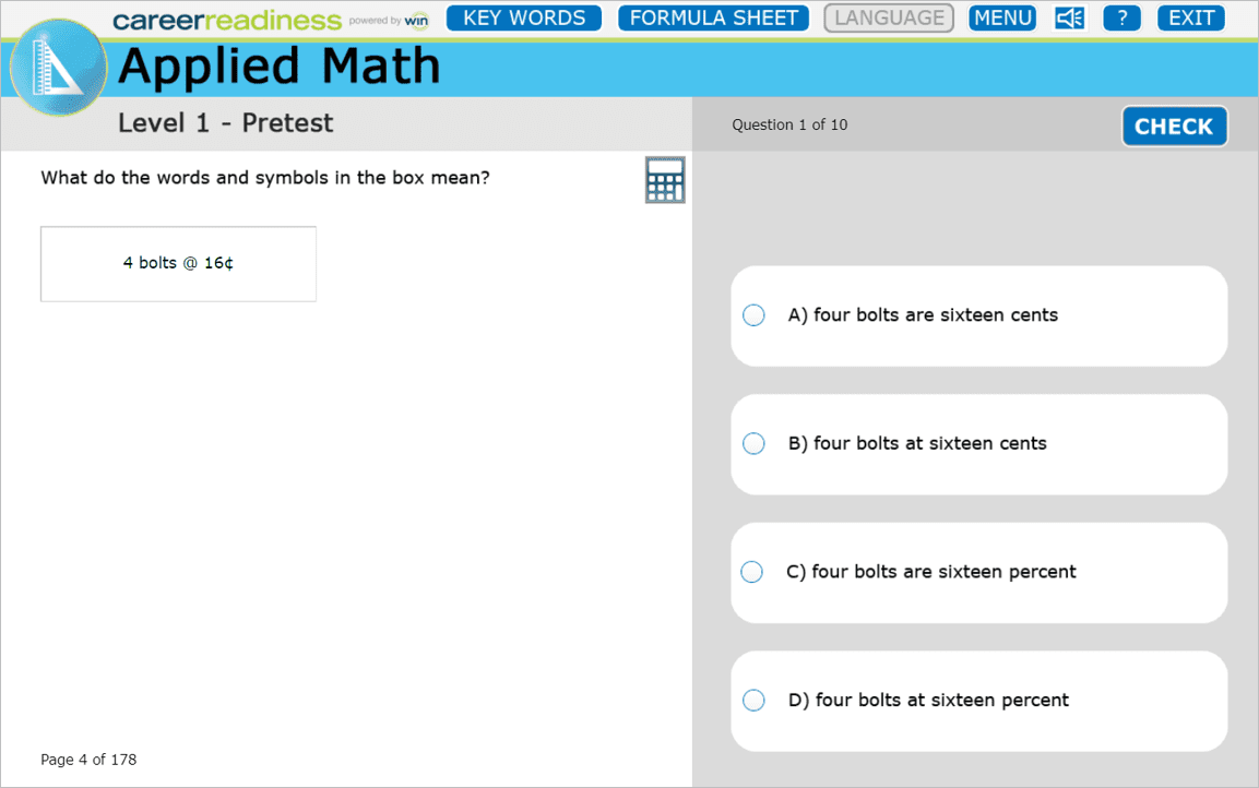 Image of a pretest question