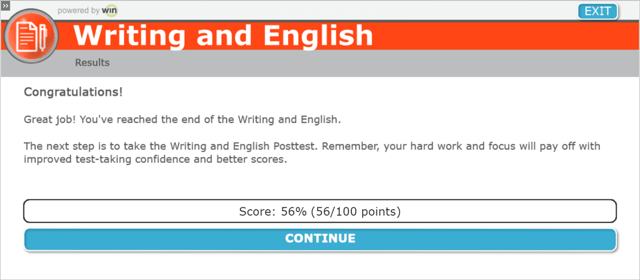 Image of the Writing and English end slide