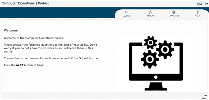 Computer Operations pretest welcome screen