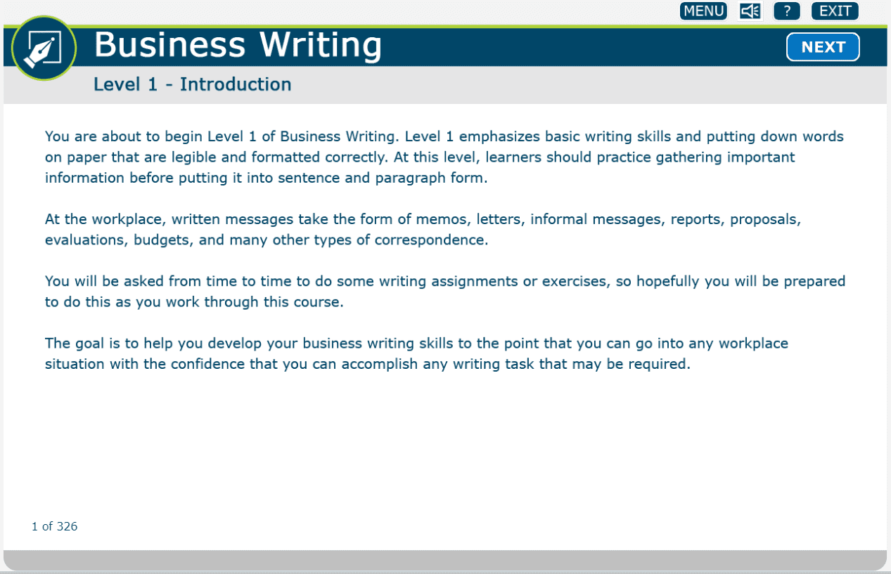 Business Writing Level 1 introduction