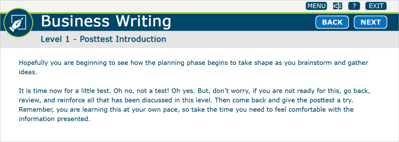 Business Writing Posttest Introduction