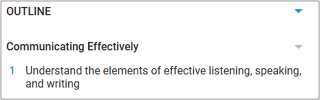 Soft Skills Courseware learning objective outline for Communicating Effectively