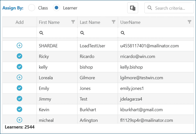 Learner list