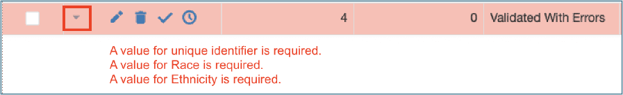 Image of record error validation