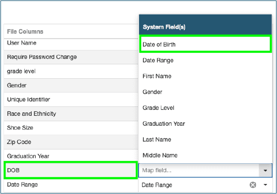 Image showing system fields